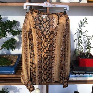 Joie Snakeskin Balloon Sleeve Blouse